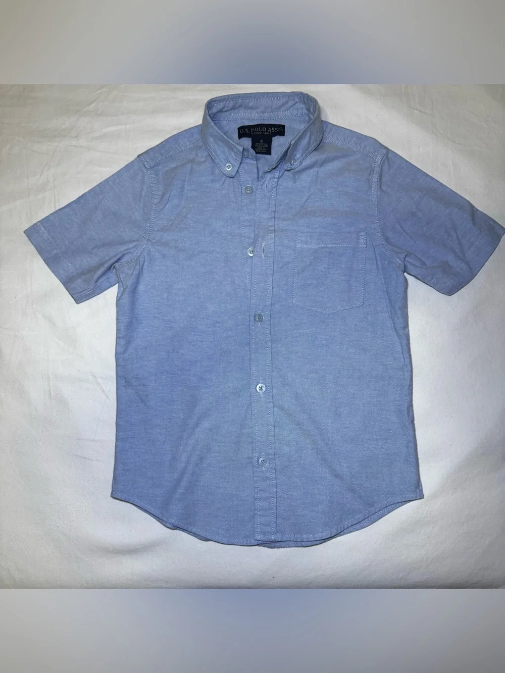 U.S. Polo Assn. Boy's Short Sleeve Button-Down Shirt - Light Blue